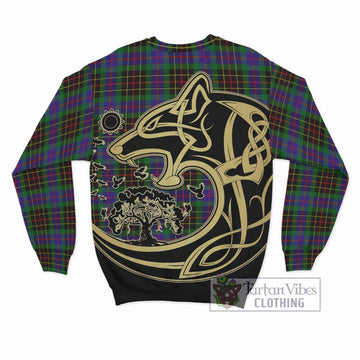 Brodie Hunting Modern Tartan Sweatshirt with Family Crest Celtic Wolf Style