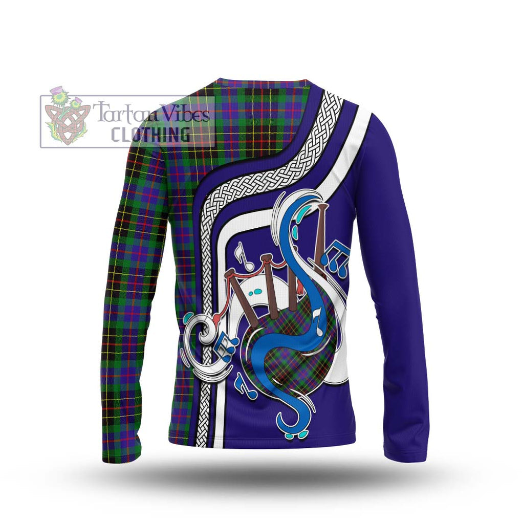 Tartan Vibes Clothing Brodie Hunting Modern Tartan Long Sleeve T-Shirt with Epic Bagpipe Style