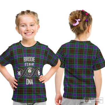 Brodie Hunting Modern Tartan Kid T-Shirt with Family Crest DNA In Me Style