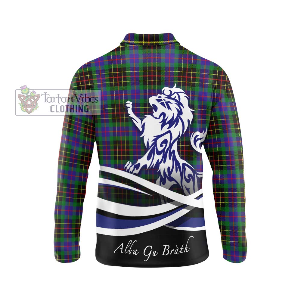 Brodie Hunting Modern Tartan Long Sleeve Polo Shirt with Alba Gu Brath Regal Lion Emblem - Tartanvibesclothing Shop