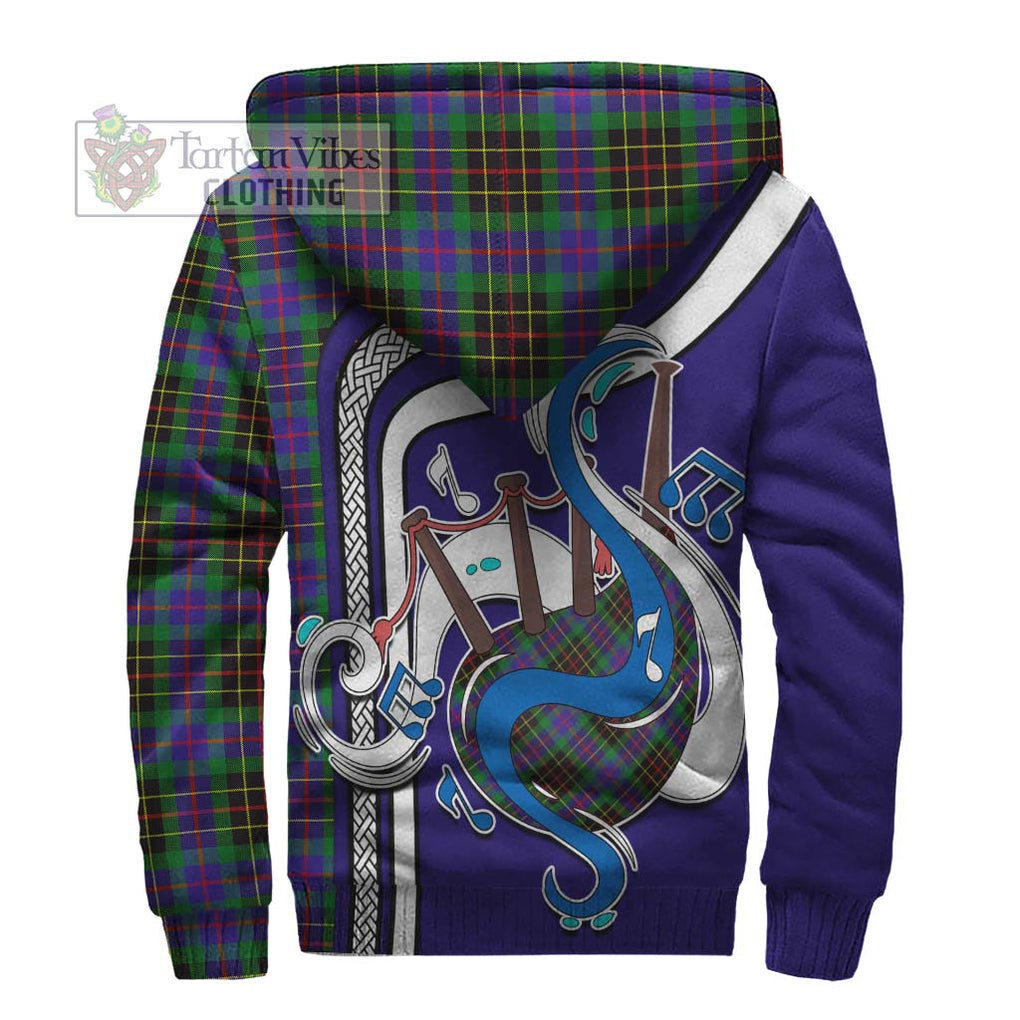 Brodie Hunting Modern Tartan Sherpa Hoodie with Epic Bagpipe Style - Tartanvibesclothing Shop