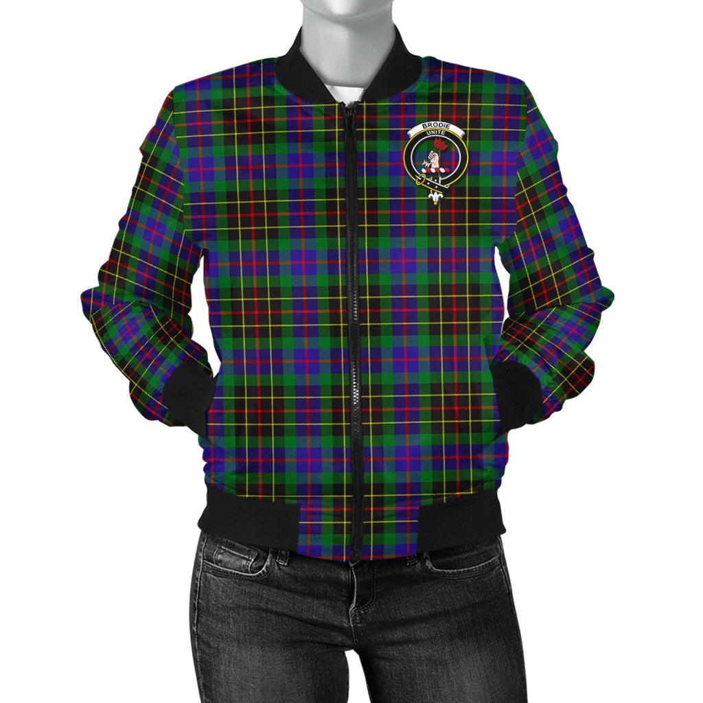 Brodie Hunting Modern Tartan Bomber Jacket with Family Crest - Tartanvibesclothing