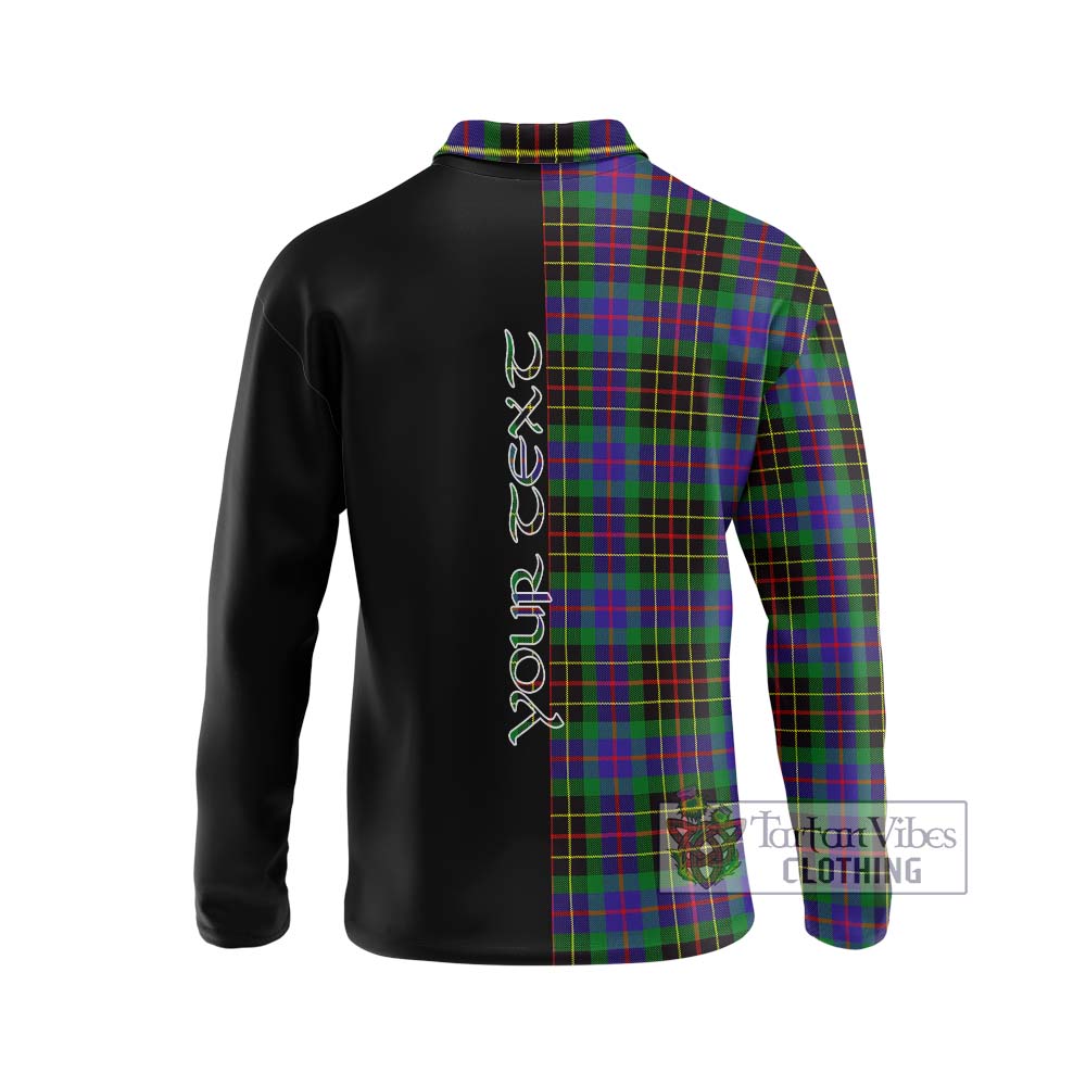 Brodie Hunting Modern Tartan Long Sleeve Polo Shirt with Family Crest and Half Of Me Style - Tartanvibesclothing Shop