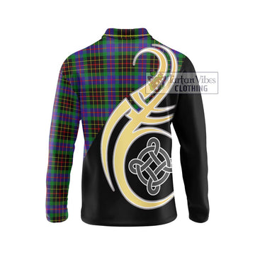 Brodie Hunting Modern Tartan Long Sleeve Polo Shirt with Family Crest and Celtic Symbol Style