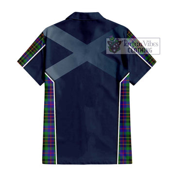 Brodie Hunting Modern Tartan Short Sleeve Button Shirt with Family Crest and Lion Rampant Vibes Sport Style