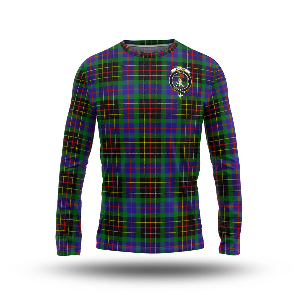 Brodie Hunting Modern Tartan Long Sleeve T-Shirt with Family Crest - Tartanvibesclothing