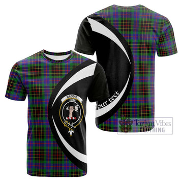 Brodie Hunting Modern Tartan Cotton T-shirt with Family Crest Circle Style