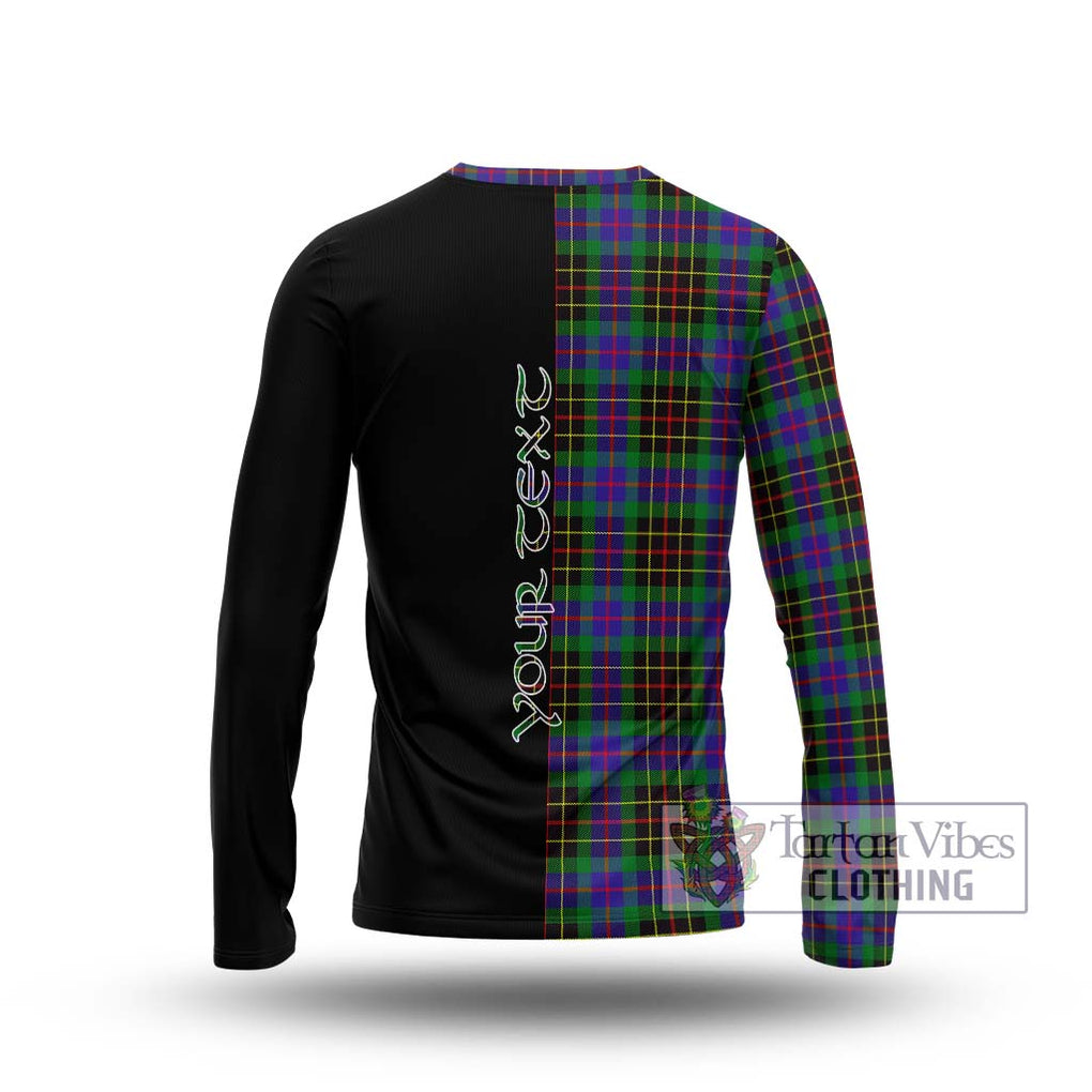 Brodie Hunting Modern Tartan Long Sleeve T-Shirt with Family Crest and Half Of Me Style - Tartanvibesclothing Shop