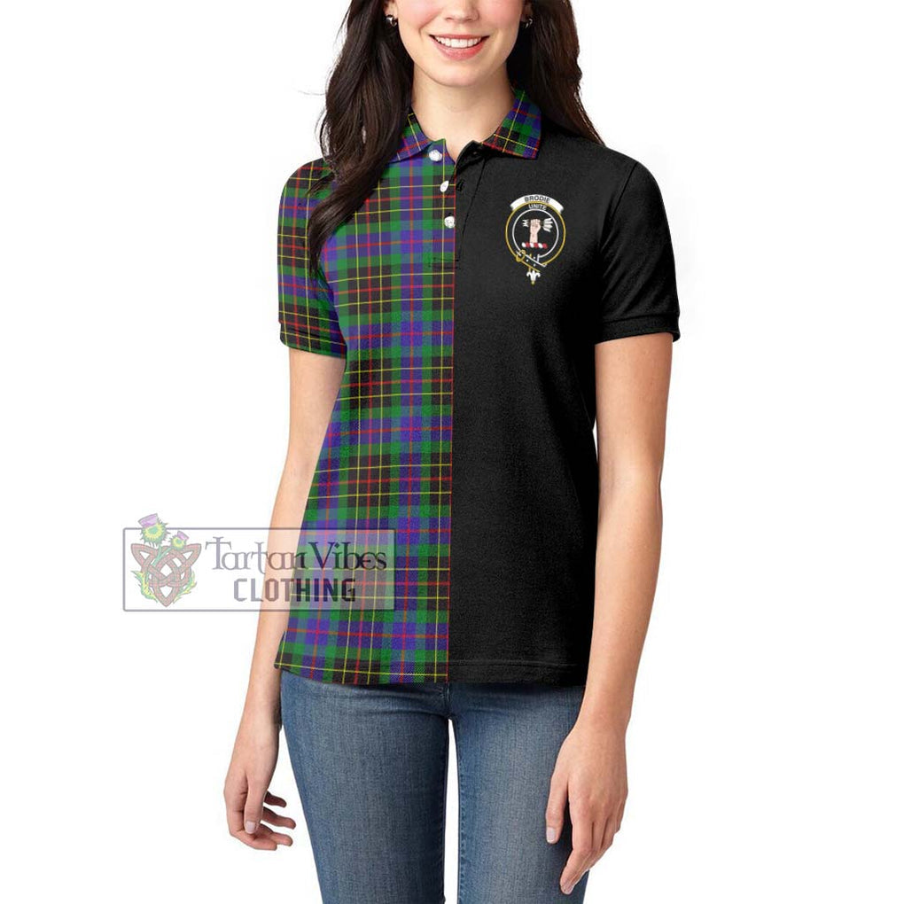 Brodie Hunting Modern Tartan Women's Polo Shirt with Family Crest and Half Of Me Style - Tartanvibesclothing Shop