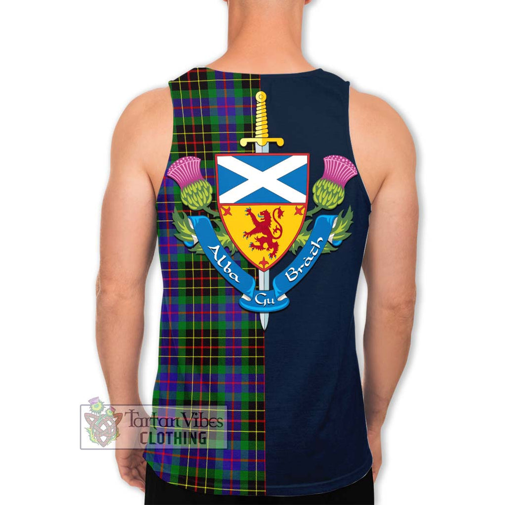 Tartan Vibes Clothing Brodie Hunting Modern Tartan Men's Tank Top with Scottish Lion Royal Arm Half Style