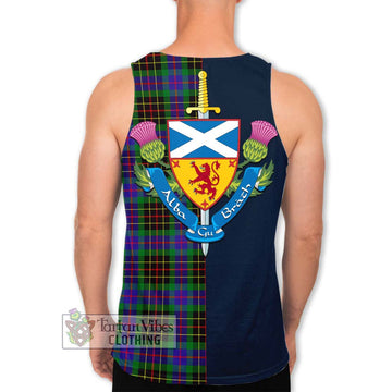 Brodie Hunting Modern Tartan Men's Tank Top Alba with Scottish Lion Royal Arm Half Style