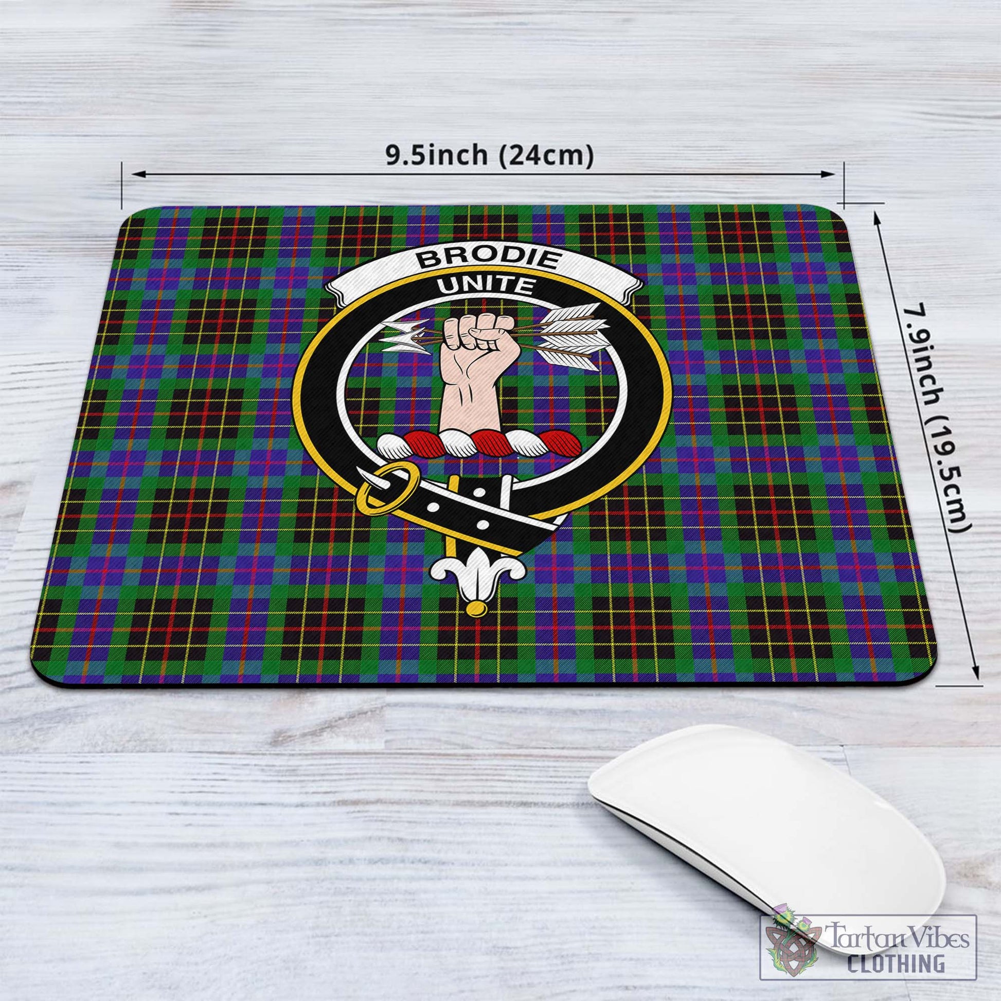 Tartan Vibes Clothing Brodie Hunting Modern Tartan Mouse Pad with Family Crest