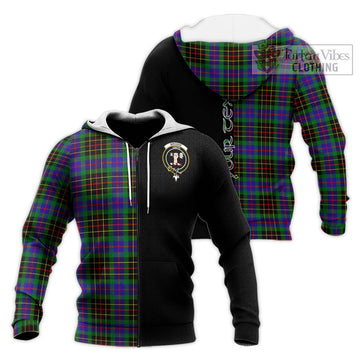 Brodie Hunting Modern Tartan Knitted Hoodie with Family Crest and Half Of Me Style