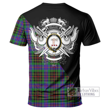 Brodie Hunting Modern Tartan T-Shirt with Family Crest and Military Logo Style