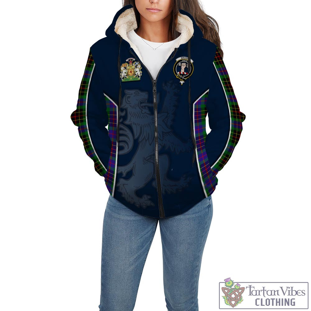 Tartan Vibes Clothing Brodie Hunting Modern Tartan Sherpa Hoodie with Family Crest and Lion Rampant Vibes Sport Style