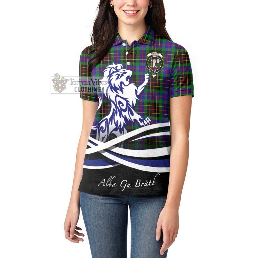 Brodie Hunting Modern Tartan Women's Polo Shirt with Alba Gu Brath Regal Lion Emblem - Tartanvibesclothing Shop