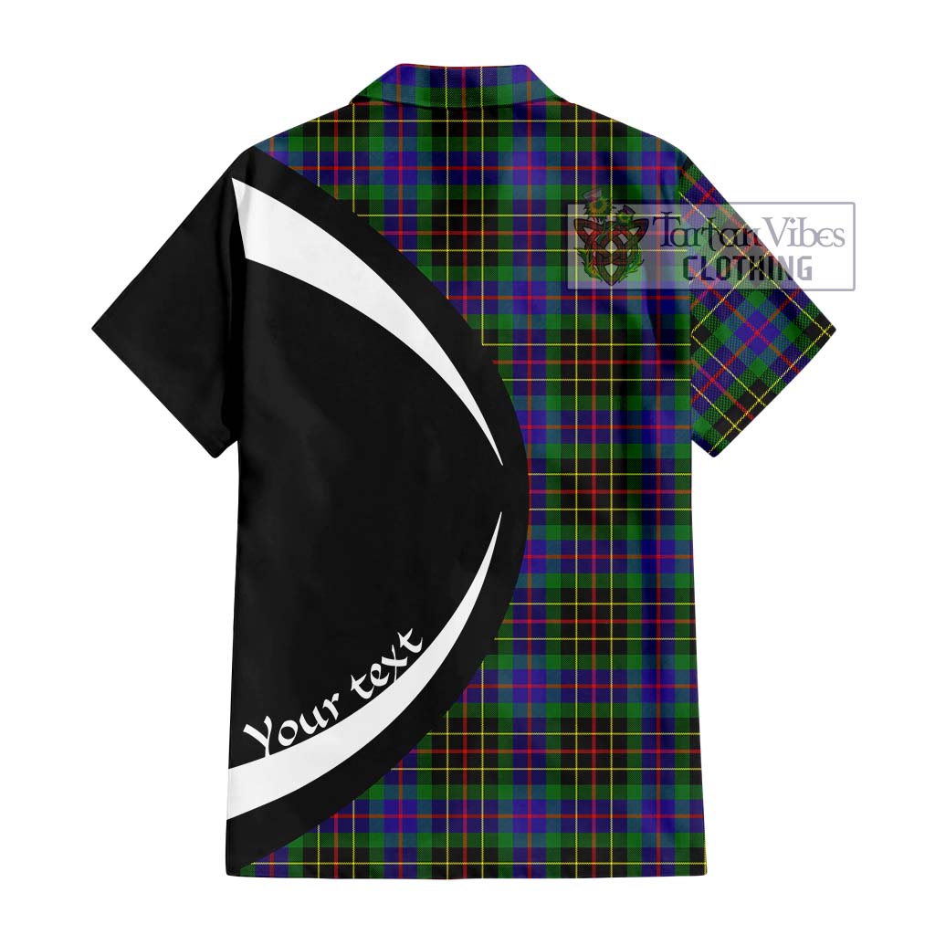 Brodie Hunting Modern Tartan Short Sleeve Button Up with Family Crest Circle Style - Tartan Vibes Clothing