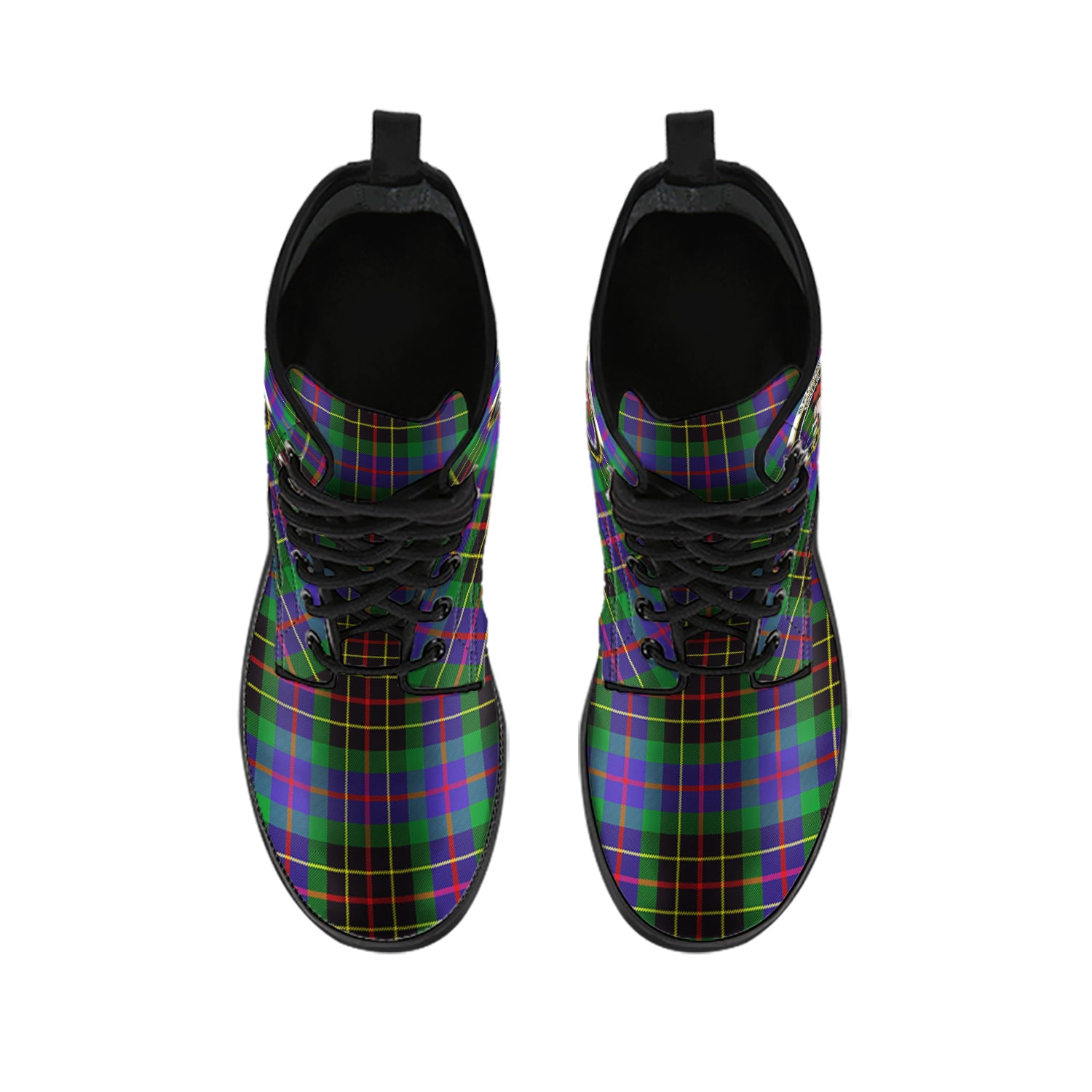 Brodie Hunting Modern Tartan Leather Boots with Family Crest - Tartanvibesclothing