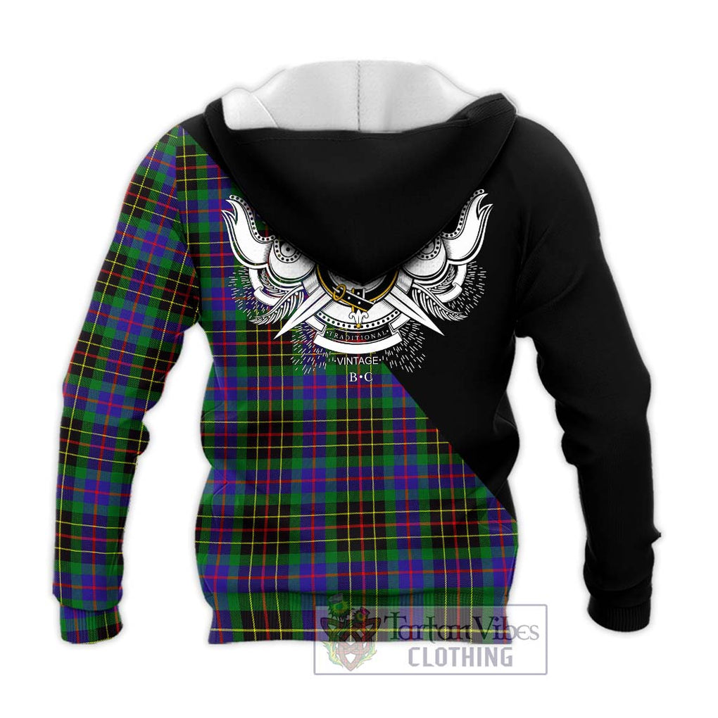 Brodie Hunting Modern Tartan Knitted Hoodie with Family Crest and Military Logo Style - Tartanvibesclothing Shop