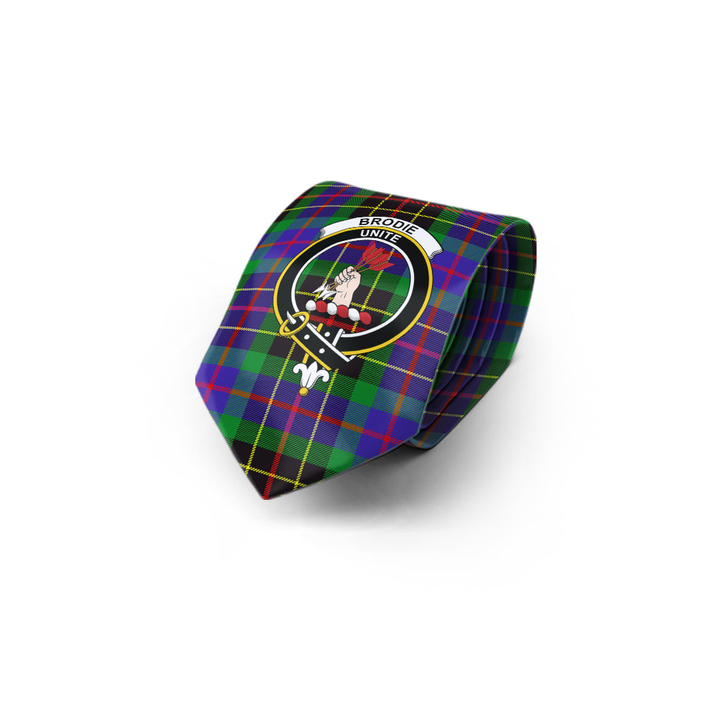 Brodie Hunting Modern Tartan Classic Necktie with Family Crest - Tartan Vibes Clothing