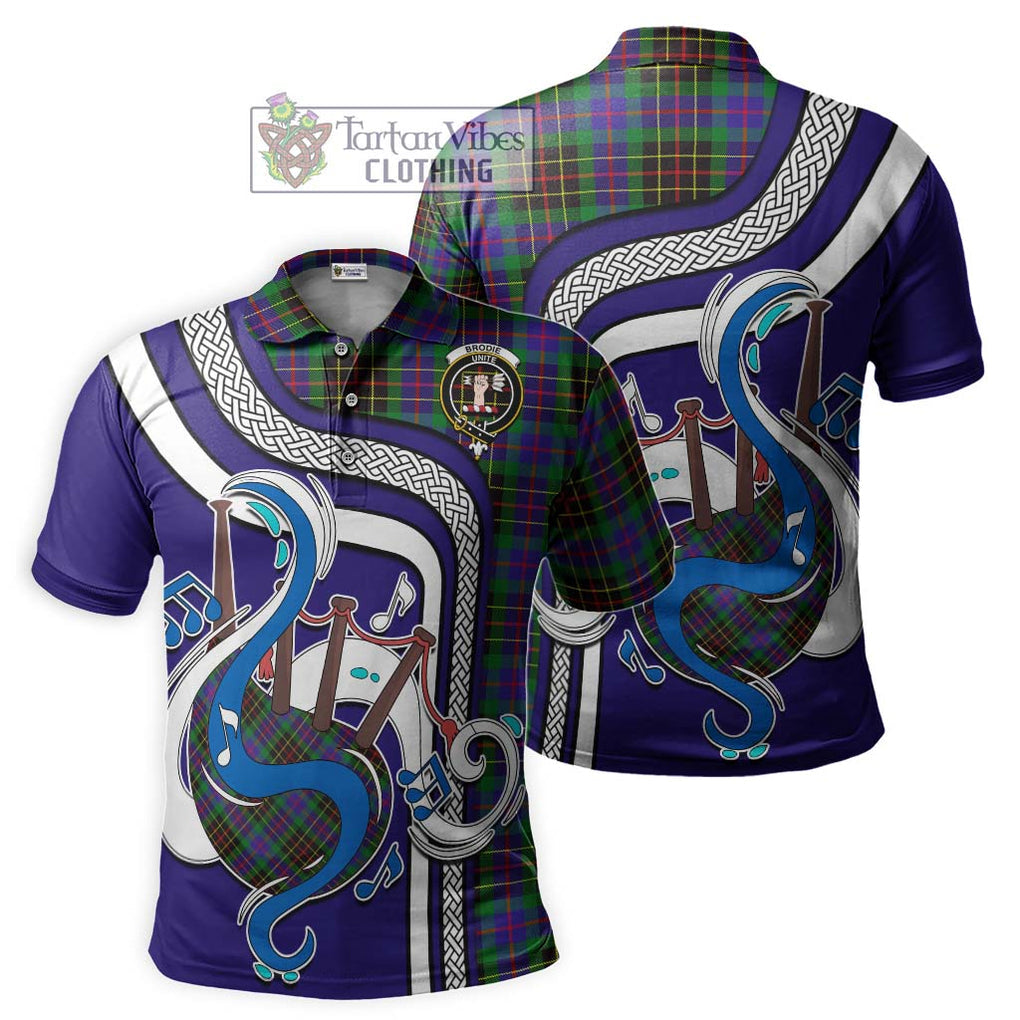 Tartan Vibes Clothing Brodie Hunting Modern Tartan Polo Shirt with Epic Bagpipe Style