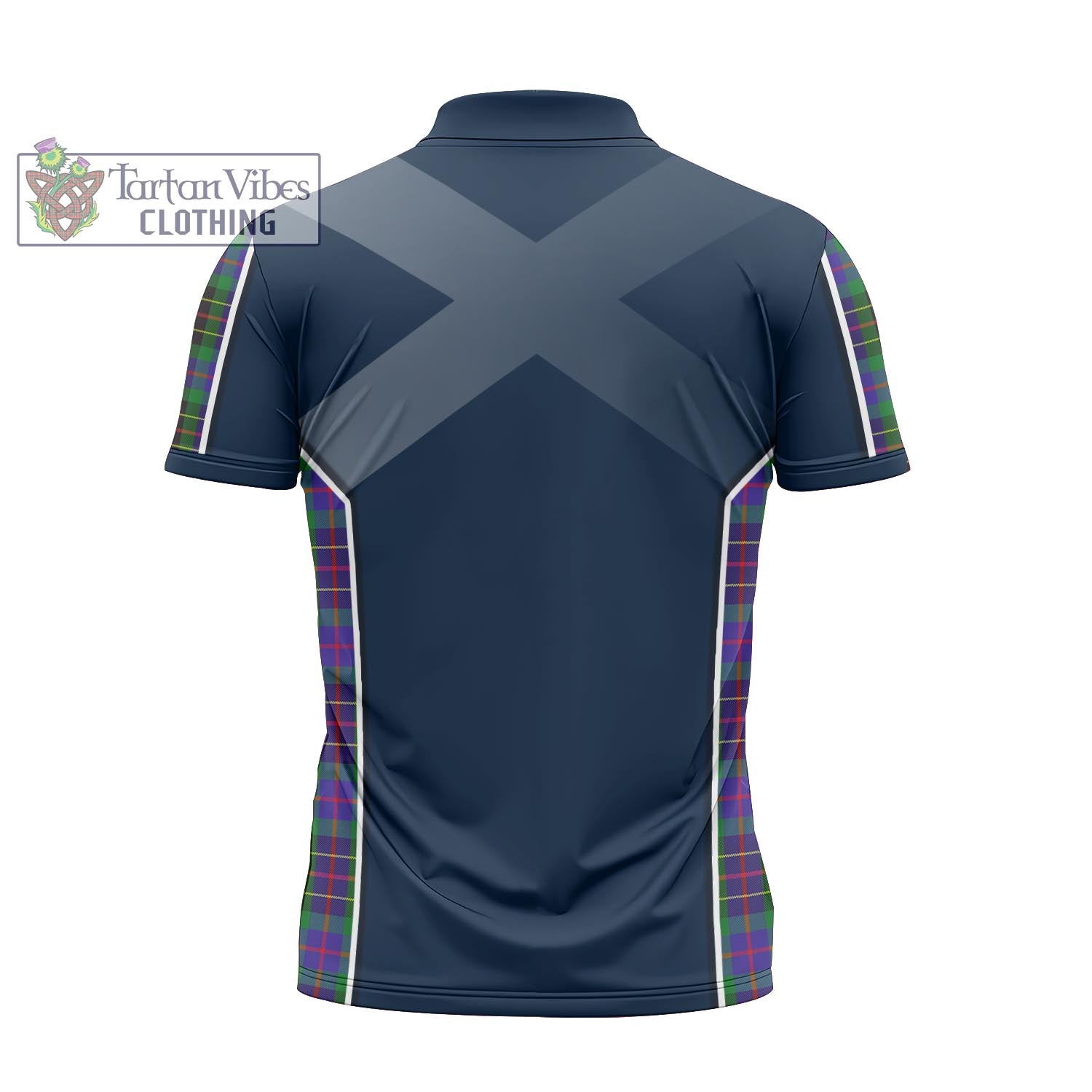 Tartan Vibes Clothing Brodie Hunting Modern Tartan Zipper Polo Shirt with Family Crest and Scottish Thistle Vibes Sport Style