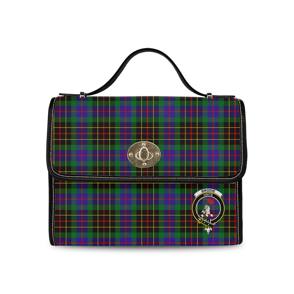 Brodie Hunting Modern Tartan Leather Strap Waterproof Canvas Bag with Family Crest - Tartanvibesclothing