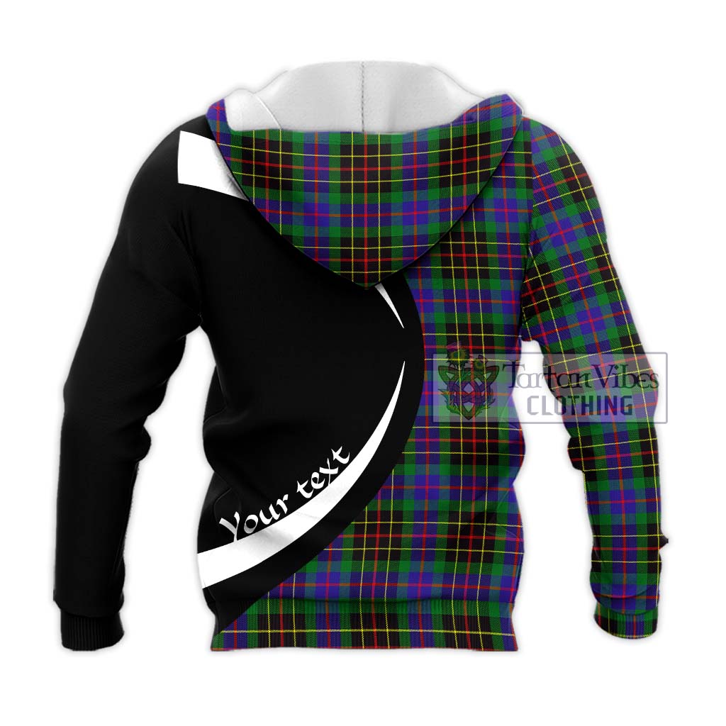 Brodie Hunting Modern Tartan Knitted Hoodie with Family Crest Circle Style - Tartan Vibes Clothing