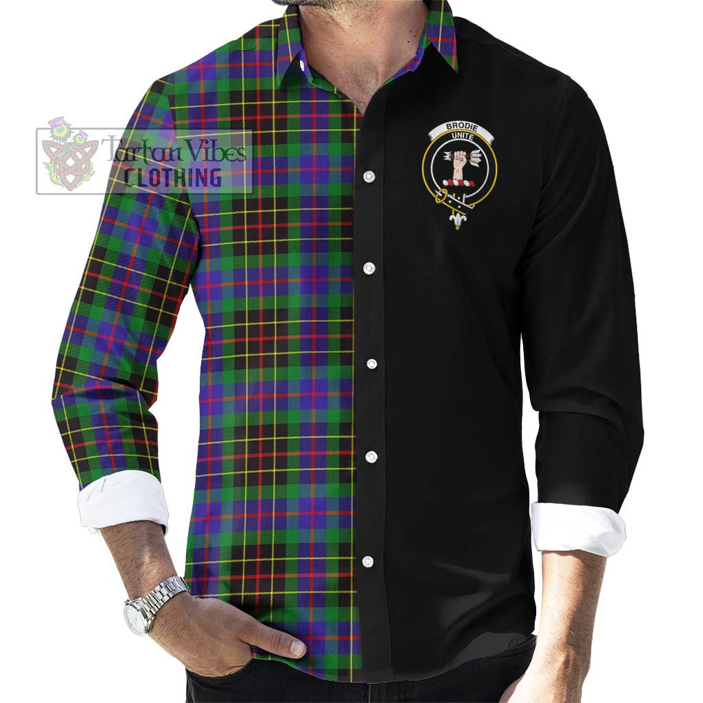 Brodie Hunting Modern Tartan Long Sleeve Button Shirt with Family Crest and Half Of Me Style - Tartanvibesclothing Shop