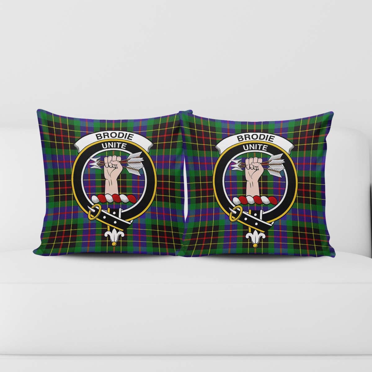 Brodie Hunting Modern Tartan Pillow Cover with Family Crest - Tartanvibesclothing