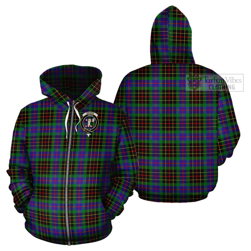 Brodie Hunting Modern Tartan Cotton Hoodie with Family Crest Zip Hoodie - Tartan Vibes Clothing