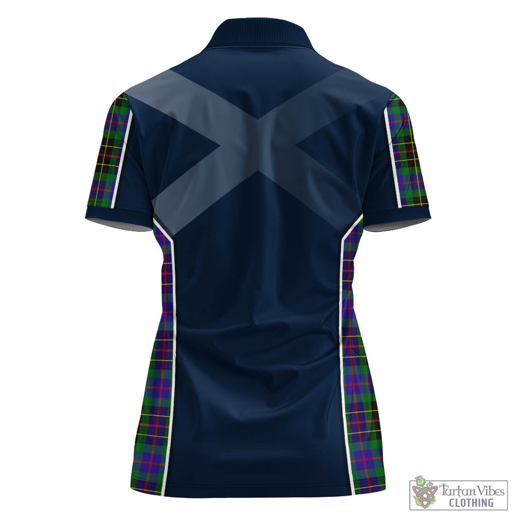 Tartan Vibes Clothing Brodie Hunting Modern Tartan Women's Polo Shirt with Family Crest and Scottish Thistle Vibes Sport Style