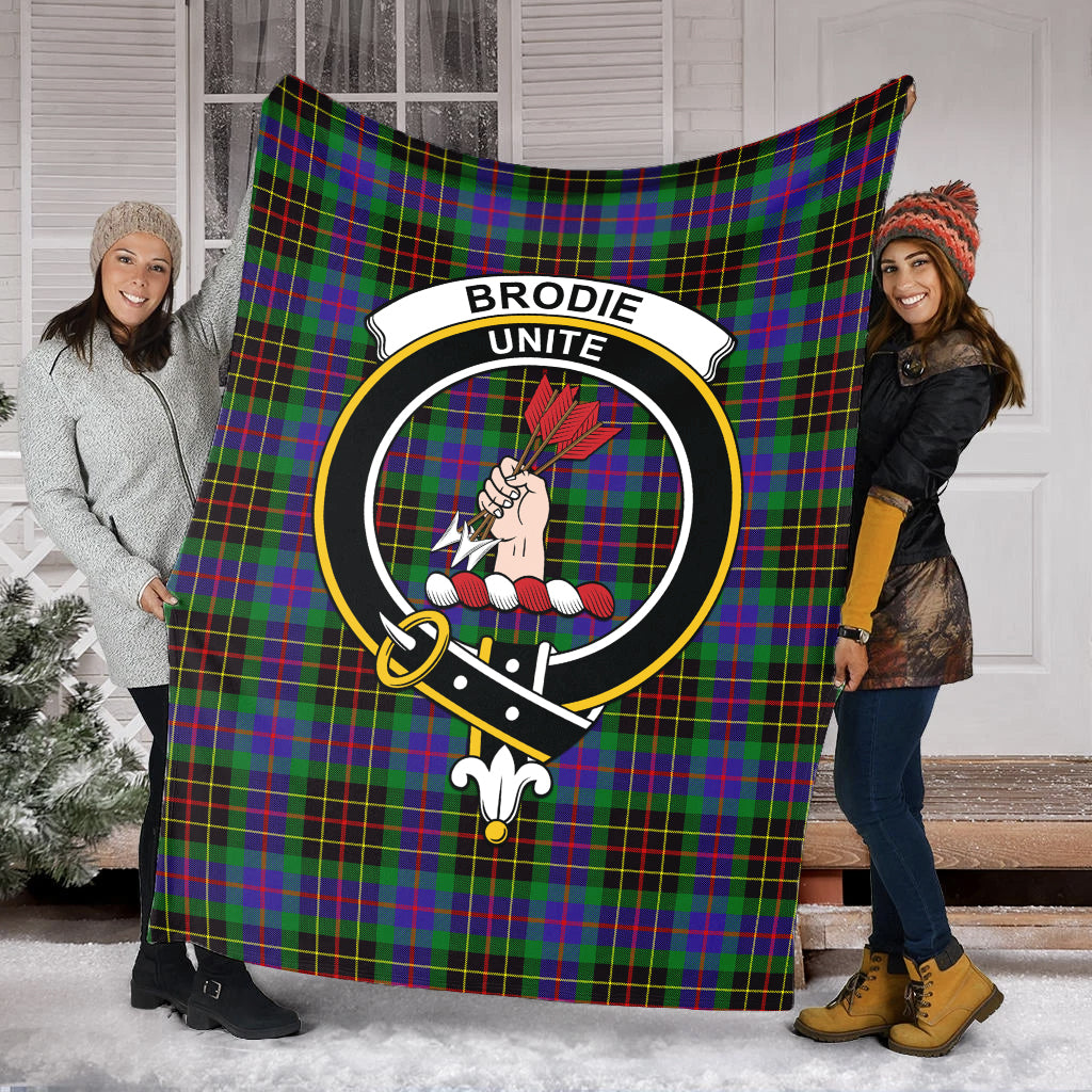 Brodie Hunting Modern Tartan Blanket with Family Crest - Tartan Vibes Clothing