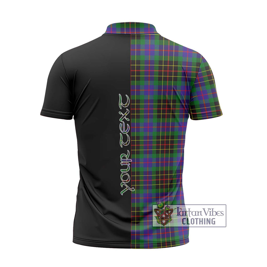 Brodie Hunting Modern Tartan Zipper Polo Shirt with Family Crest and Half Of Me Style - Tartanvibesclothing Shop