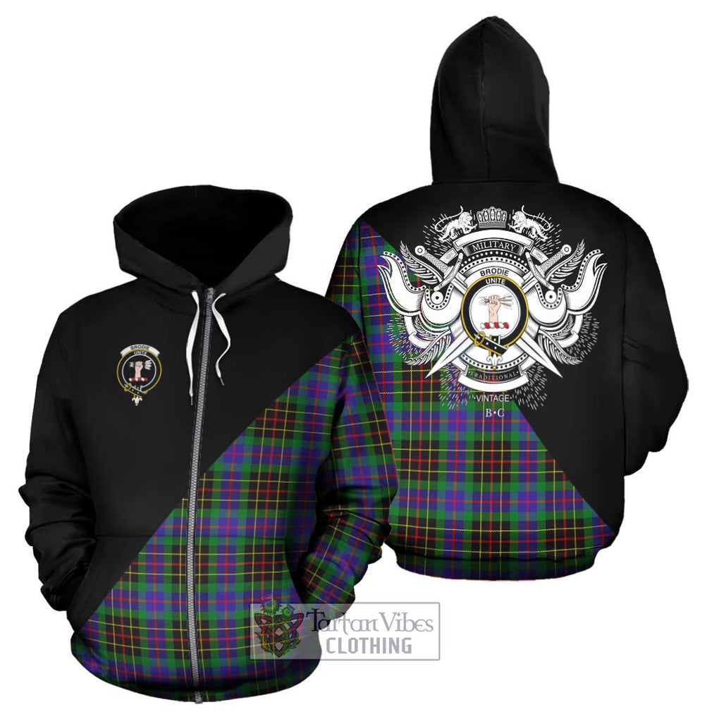 Brodie Hunting Modern Tartan Hoodie with Family Crest and Military Logo Style - Tartanvibesclothing Shop