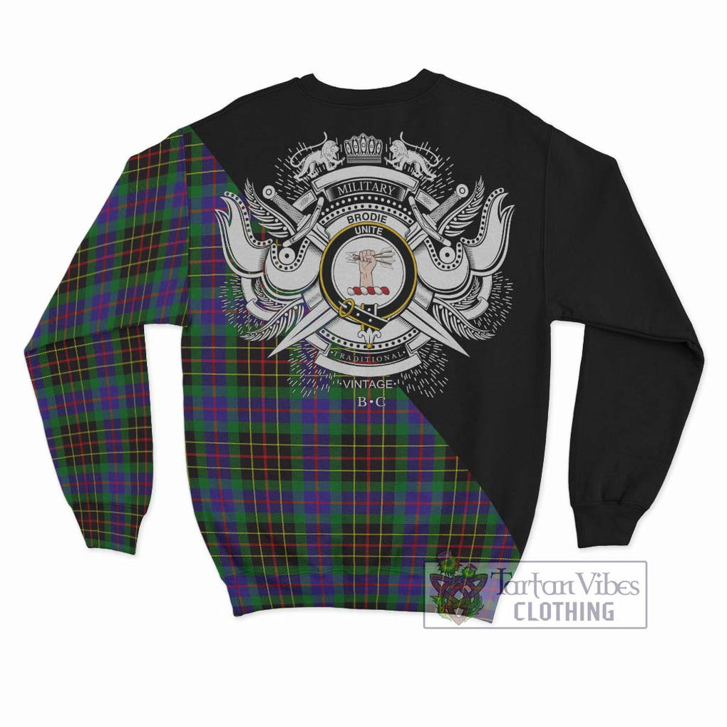 Brodie Hunting Modern Tartan Sweatshirt with Family Crest and Military Logo Style - Tartanvibesclothing Shop