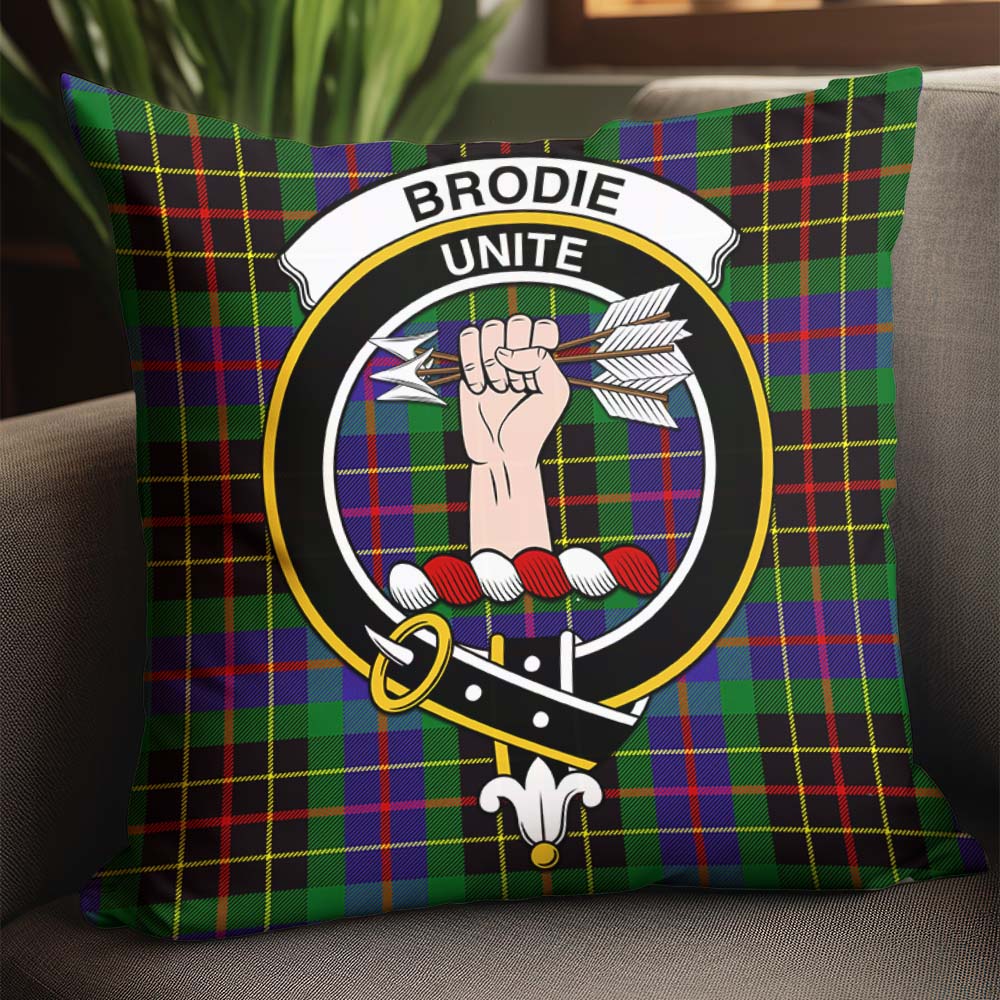 Brodie Hunting Modern Tartan Pillow Cover with Family Crest - Tartanvibesclothing