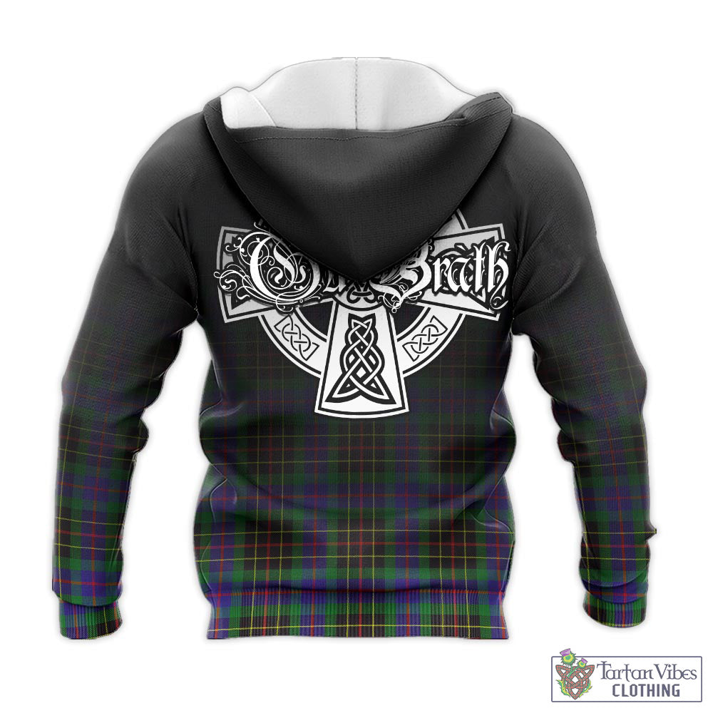 Tartan Vibes Clothing Brodie Hunting Modern Tartan Knitted Hoodie Featuring Alba Gu Brath Family Crest Celtic Inspired