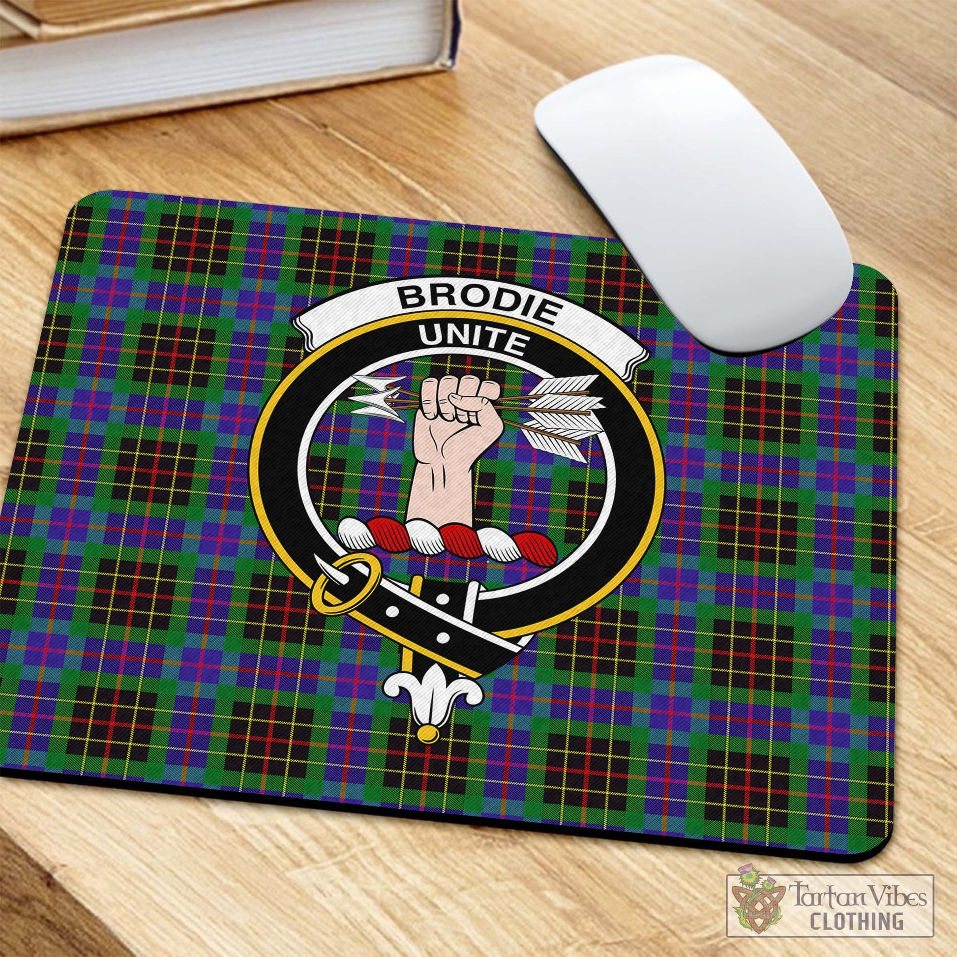 Tartan Vibes Clothing Brodie Hunting Modern Tartan Mouse Pad with Family Crest