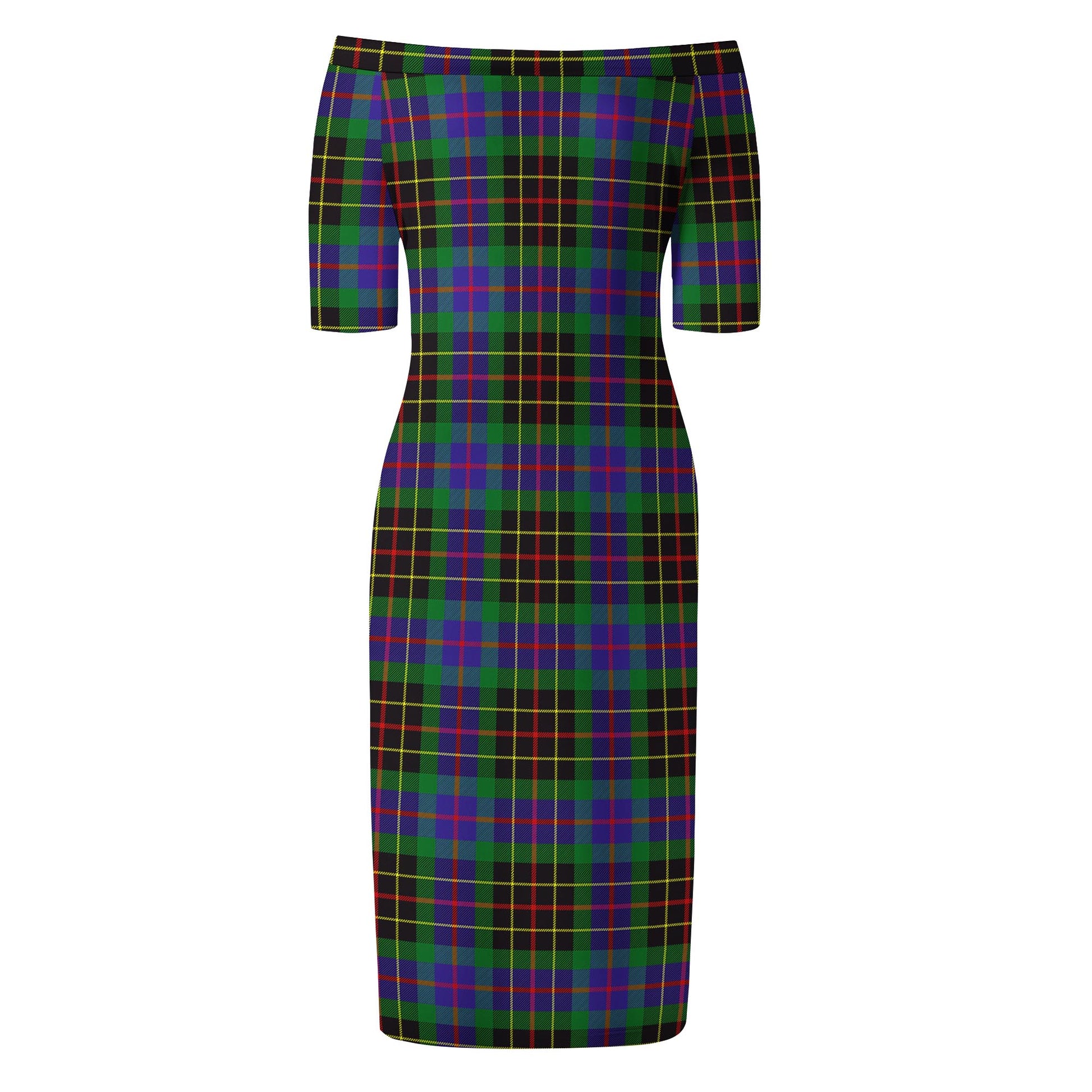 Brodie Hunting Modern Tartan Off Shoulder Lady Dress - Tartanvibesclothing