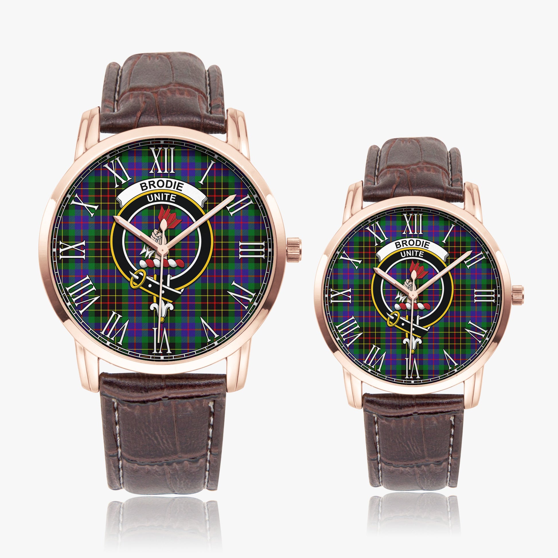 Brodie Hunting Modern Tartan Family Crest Leather Strap Quartz Watch - Tartanvibesclothing