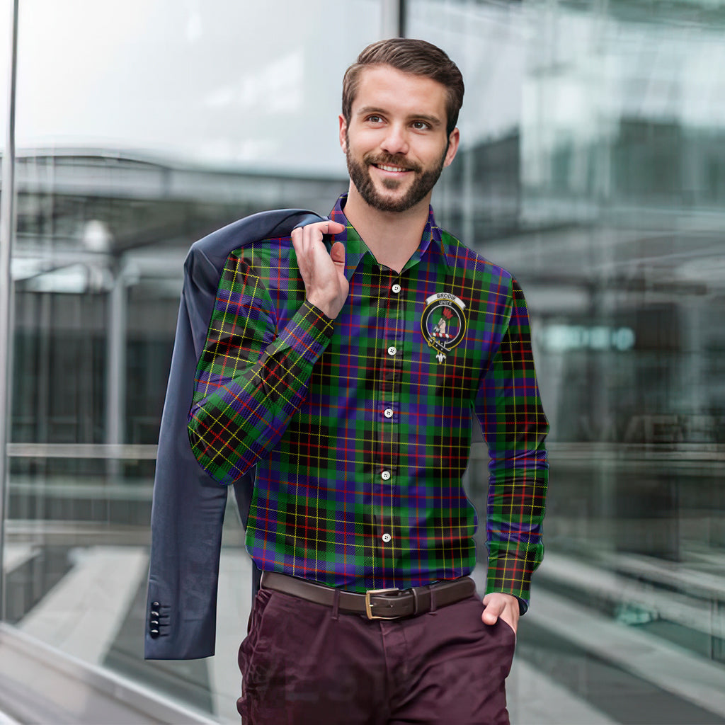 Brodie Hunting Modern Tartan Long Sleeve Button Up Shirt with Family Crest - Tartanvibesclothing