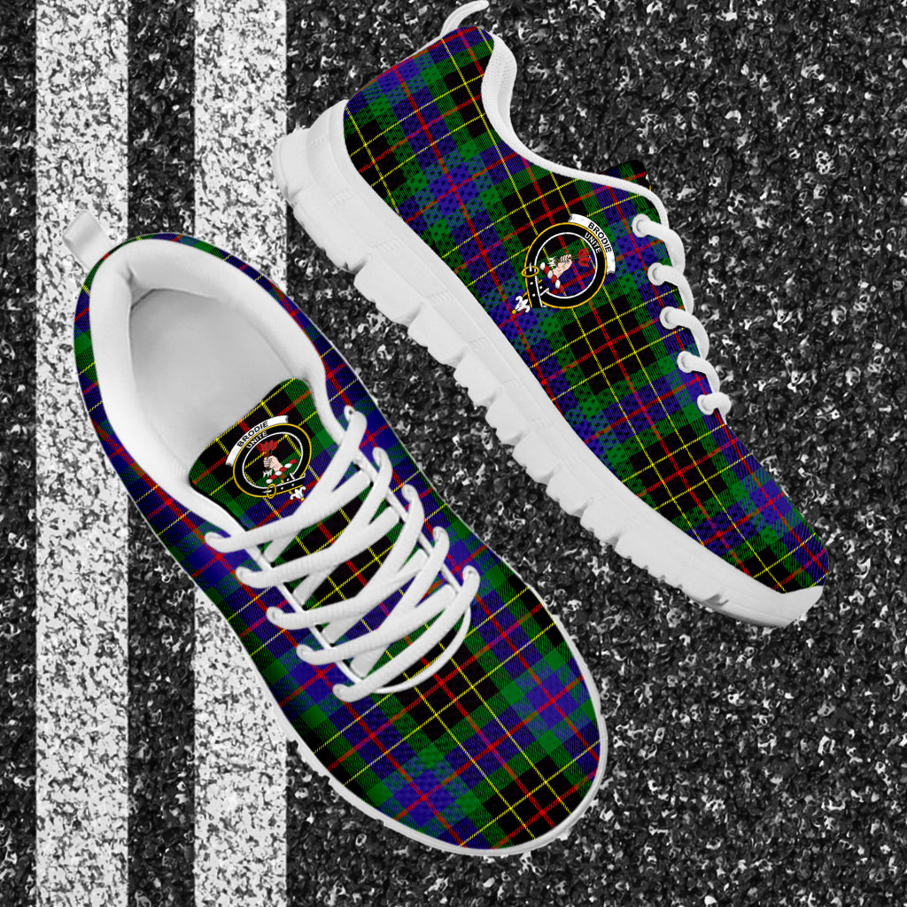 Brodie Hunting Modern Tartan Sneakers with Family Crest - Tartan Vibes Clothing