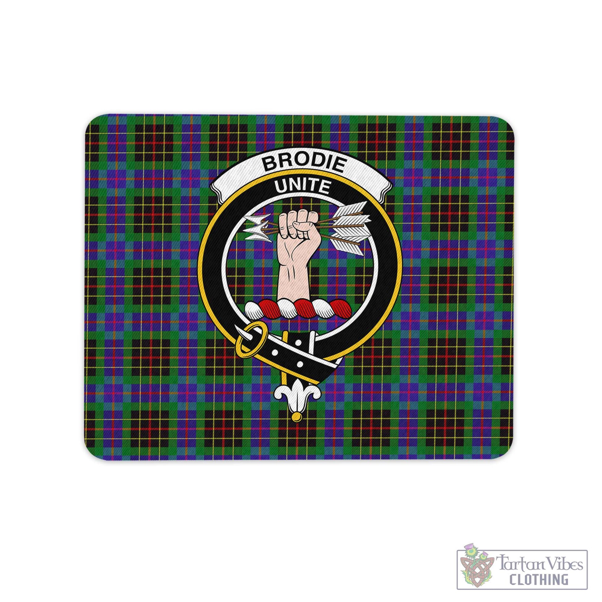 Tartan Vibes Clothing Brodie Hunting Modern Tartan Mouse Pad with Family Crest