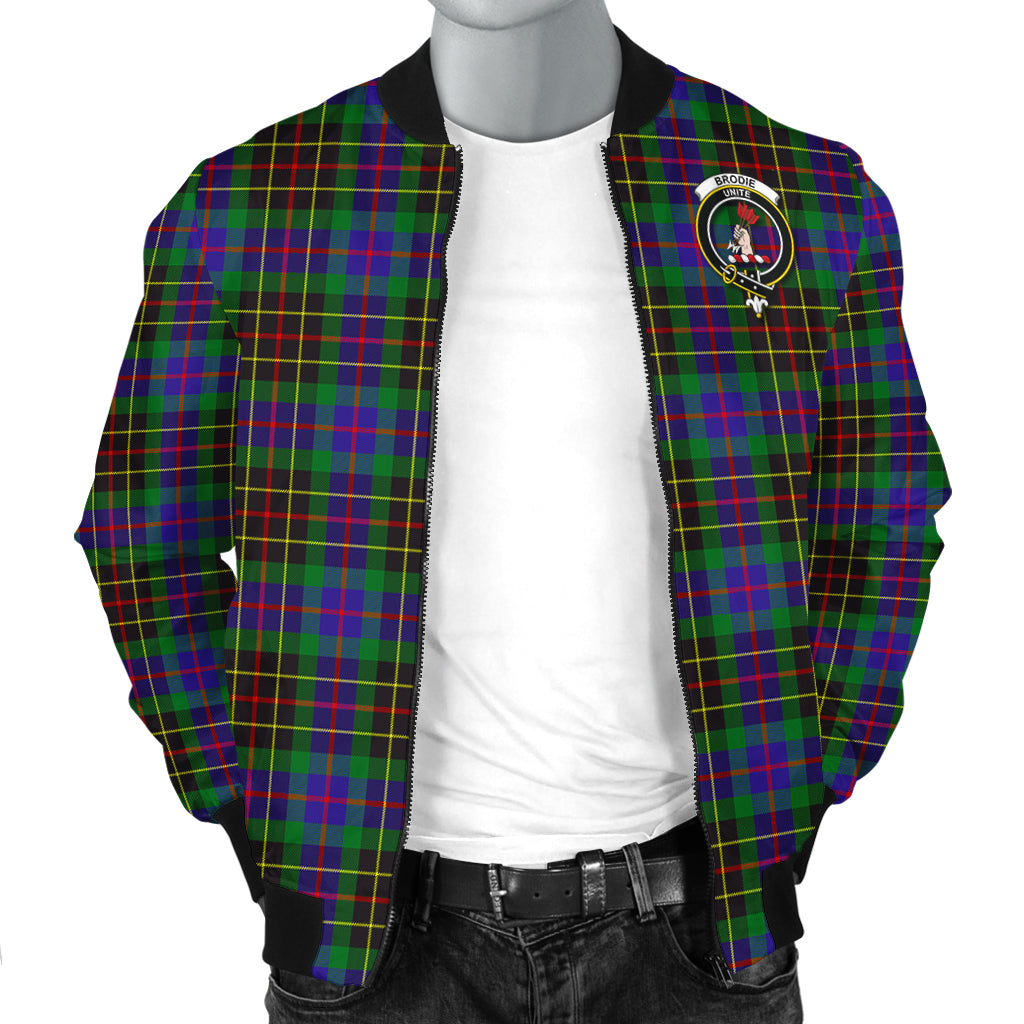 Brodie Hunting Modern Tartan Bomber Jacket with Family Crest - Tartanvibesclothing