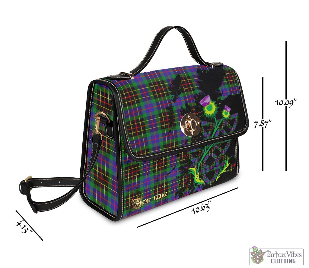 Tartan Vibes Clothing Brodie Hunting Modern Tartan Waterproof Canvas Bag with Scotland Map and Thistle Celtic Accents