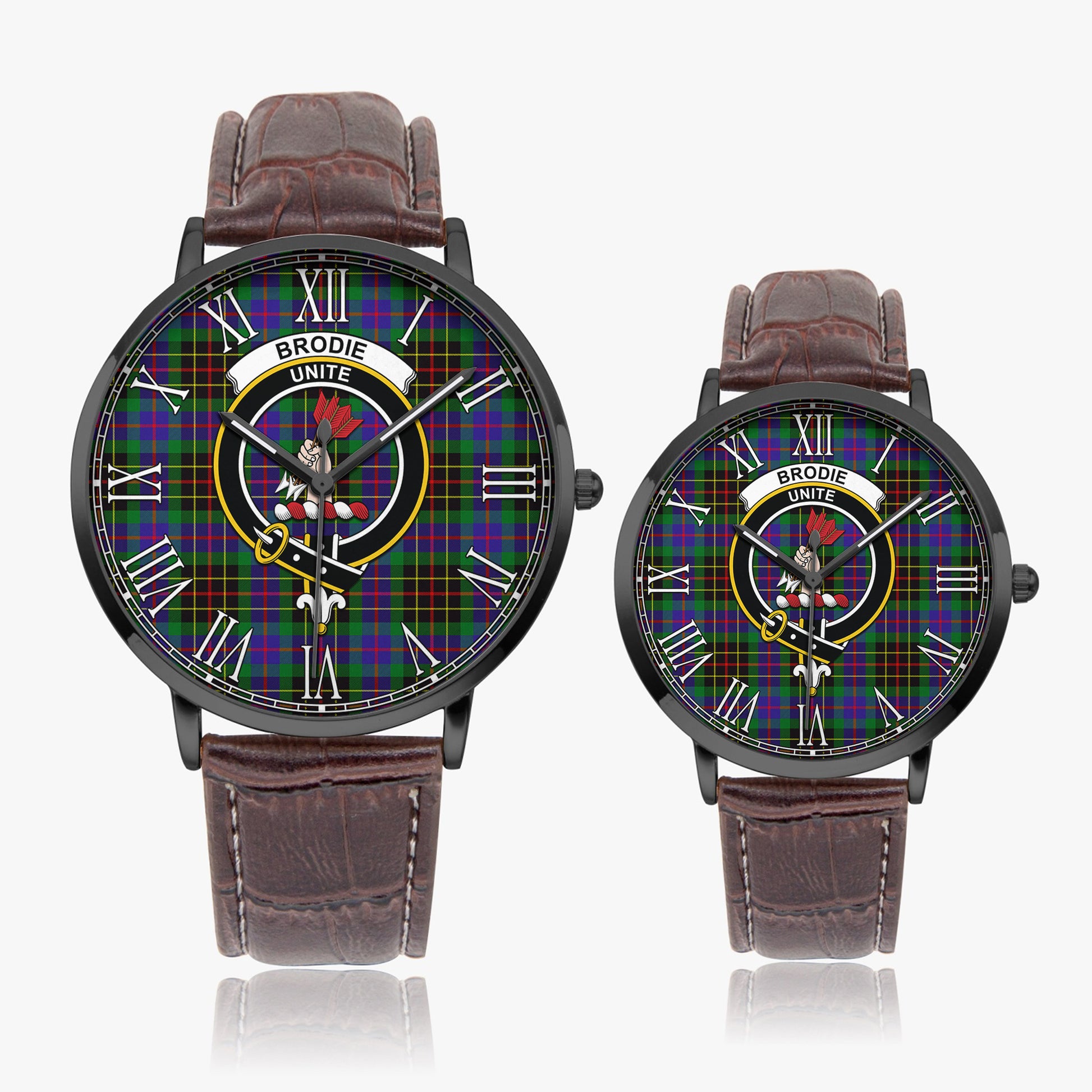 Brodie Hunting Modern Tartan Family Crest Leather Strap Quartz Watch - Tartanvibesclothing