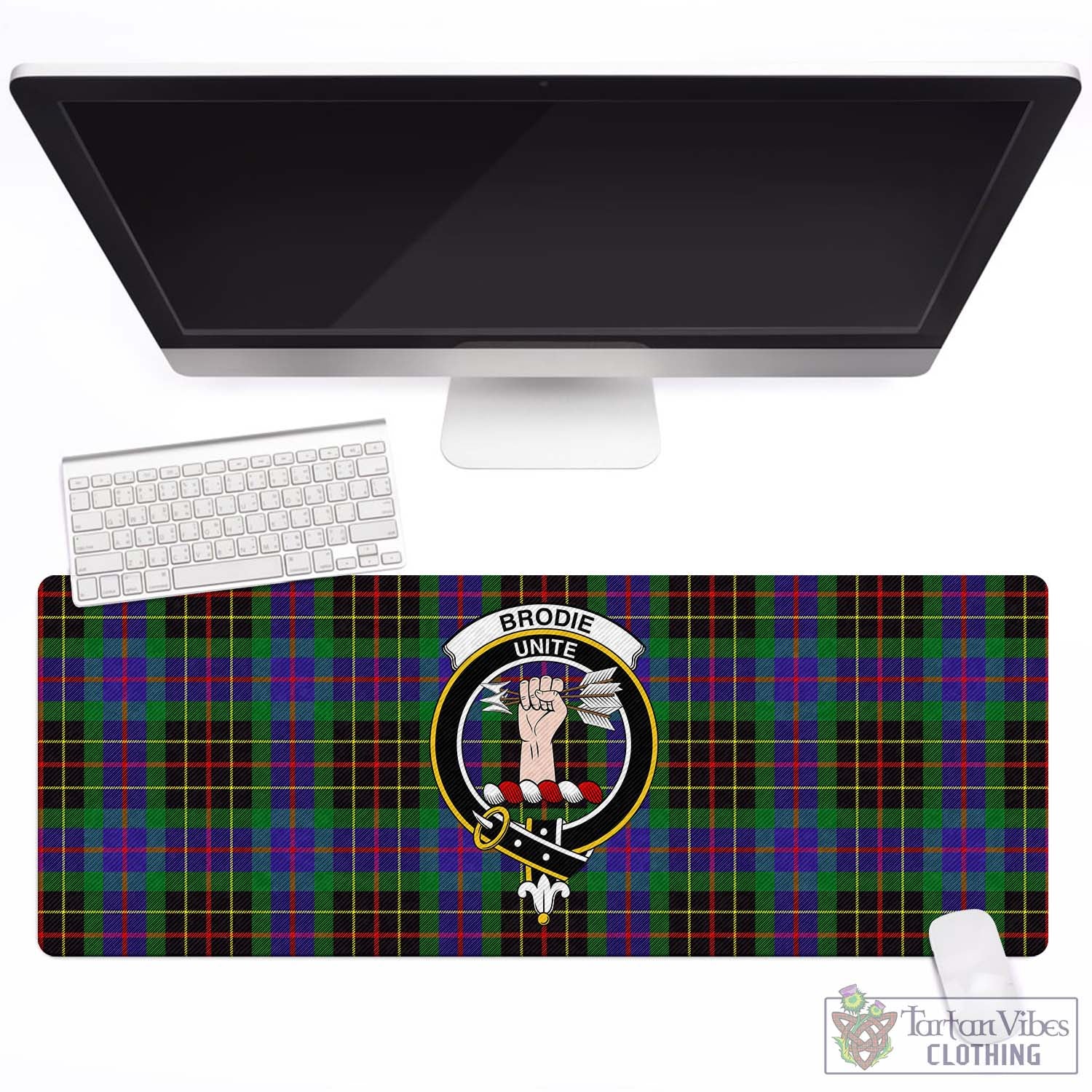 Tartan Vibes Clothing Brodie Hunting Modern Tartan Mouse Pad with Family Crest