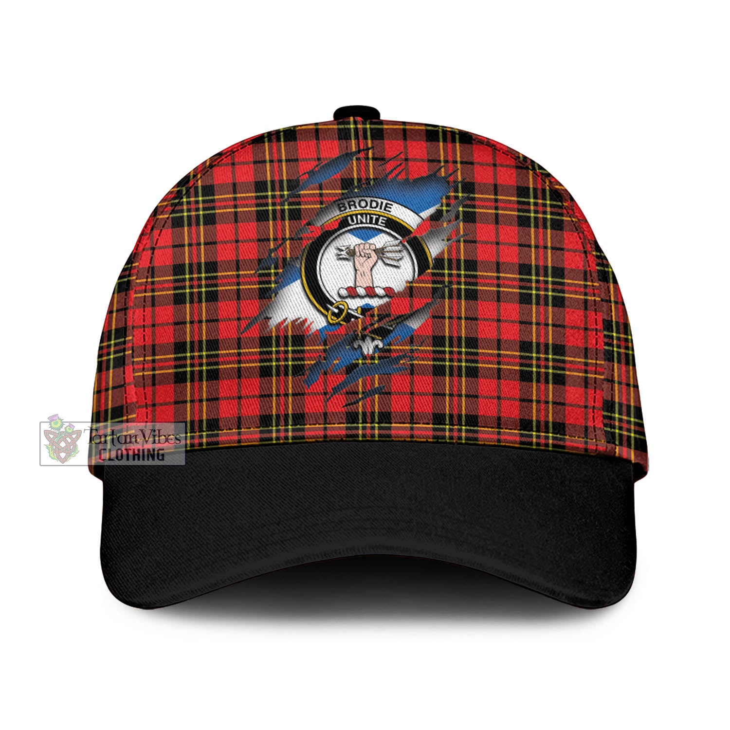 Tartan Vibes Clothing Brodie Modern Tartan Classic Cap with Family Crest In Me Style