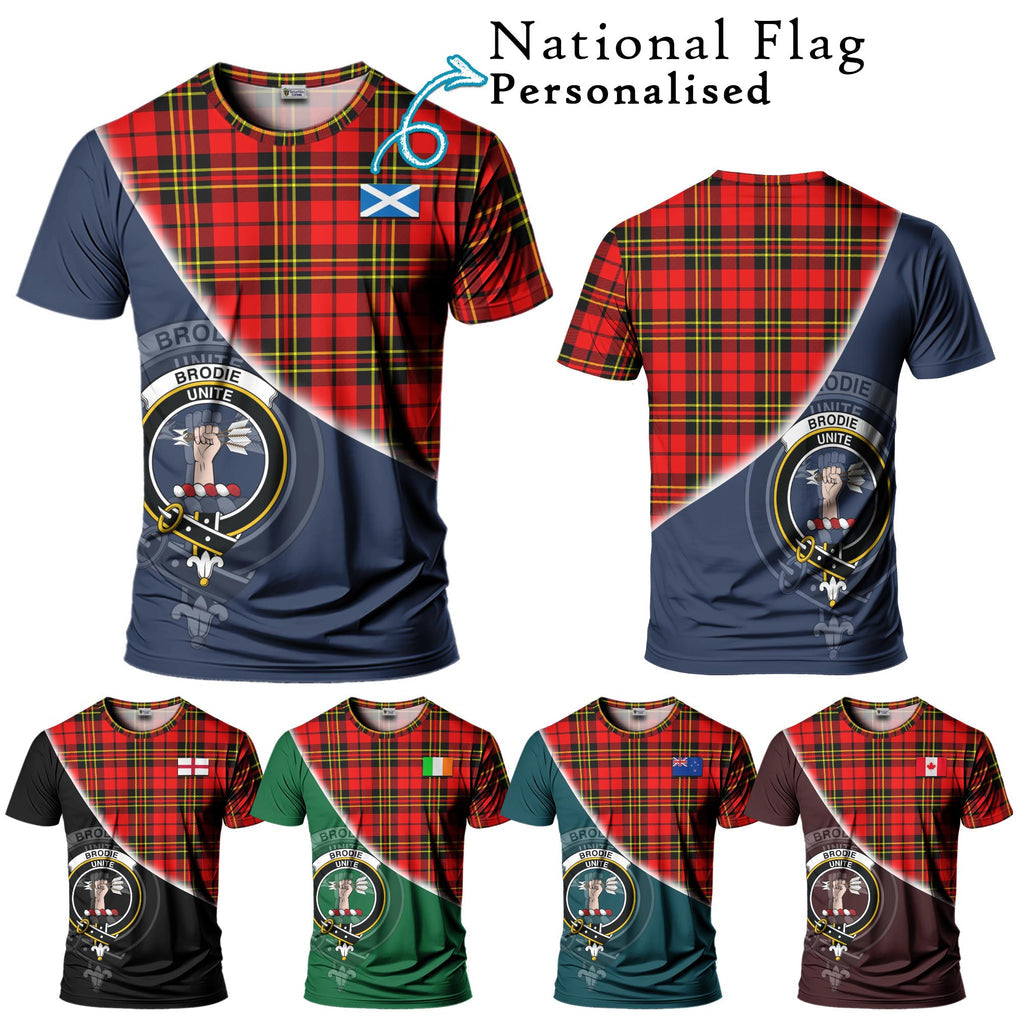 Brodie Modern Tartan T-Shirt with Personalised National Flag and Family Crest Half Style Kid's Shirt - Tartanvibesclothing Shop